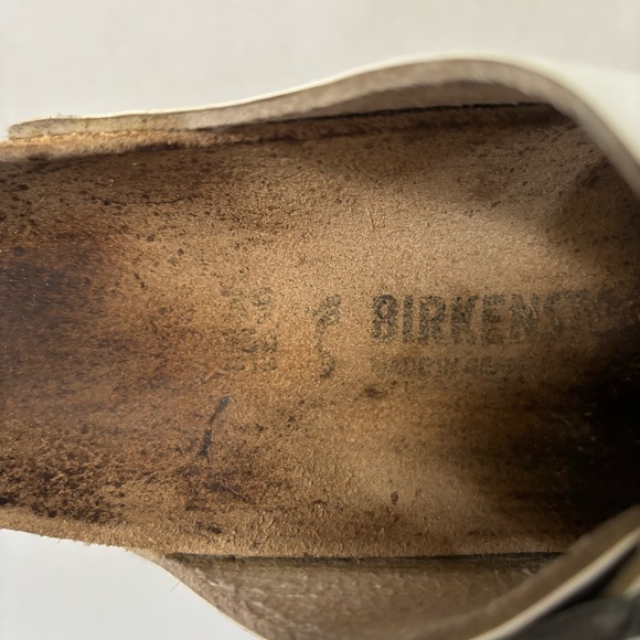Birkenstock Arizona Classic Sandals Leather Two Strap Slides White Size 8 Eu 39 - Picture 9 of 12